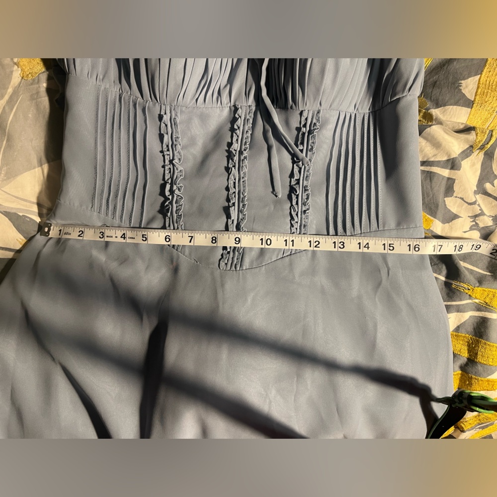 Azazie Blue Ruffle-Strap Maxi Dress - Picture 11 of 12